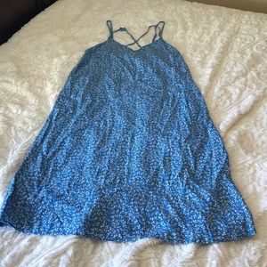 NWT Gap Blue & White Floral Print Double Strap MIDI Dress Medium Summer Cruise